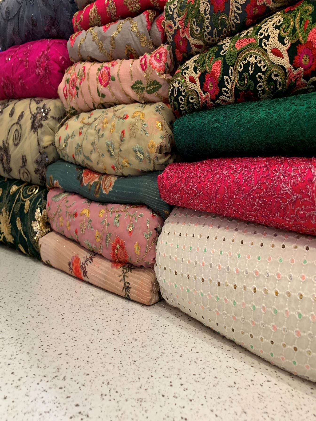 Buy embroidery fabric | Embroidered designer fabrics online – Akrithi