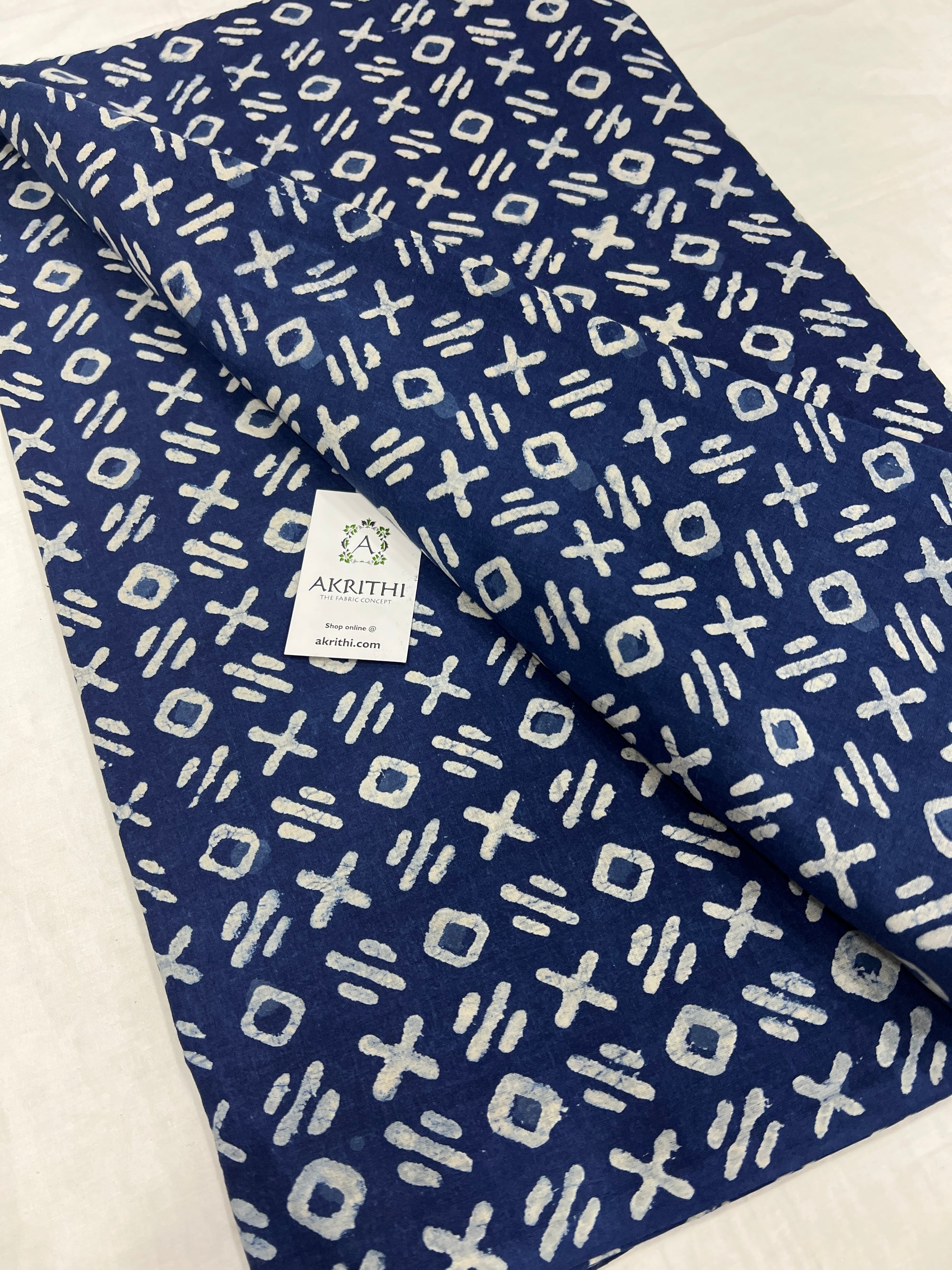 Indigo Printed pure cotton fabric