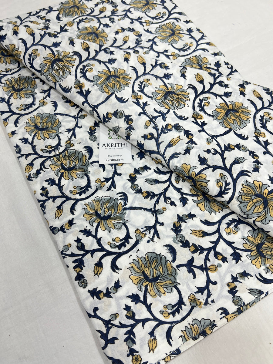 Hand block Printed pure cotton fabric