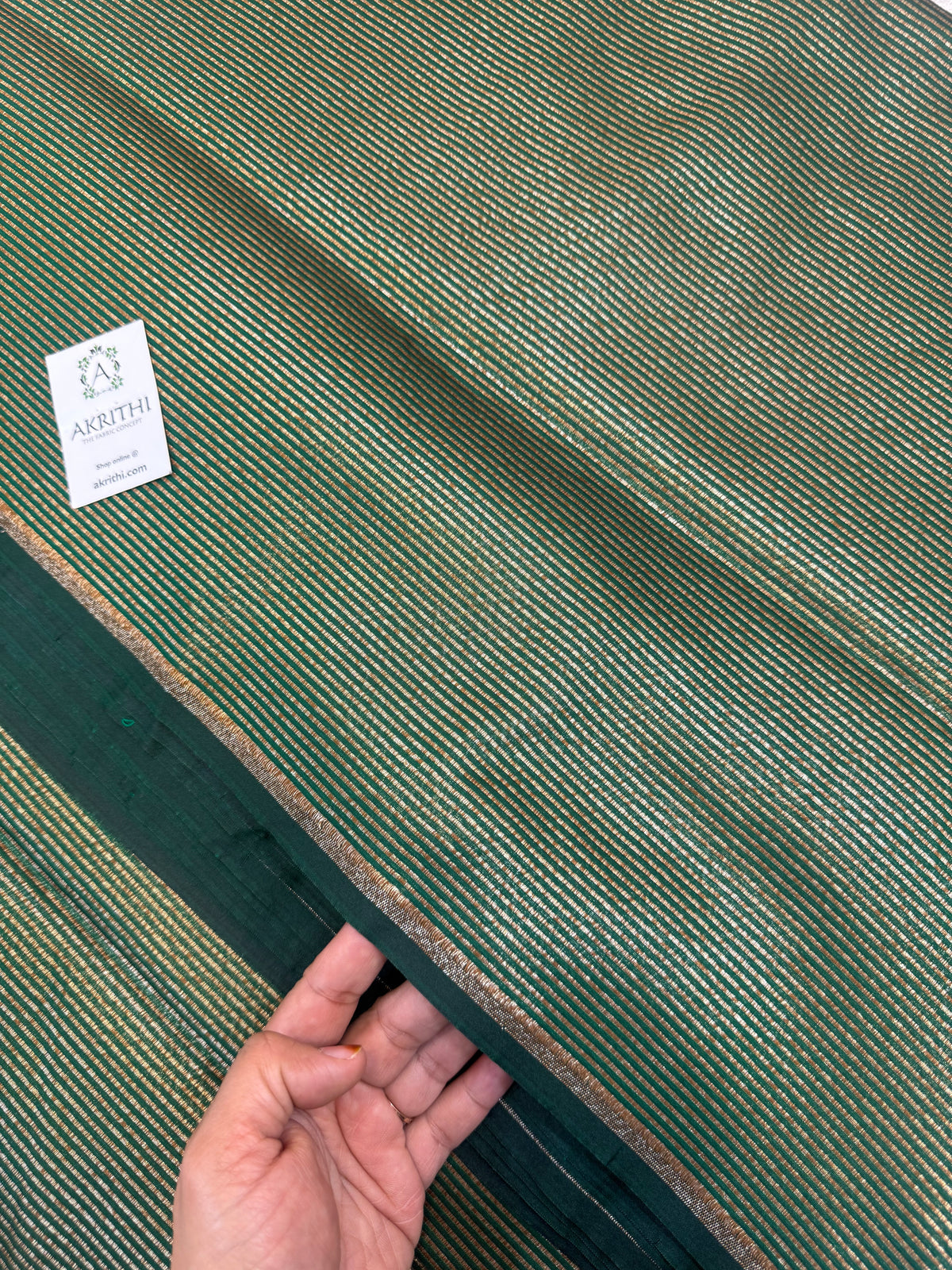 Pure Banarasi brocade striped antique zari fabric