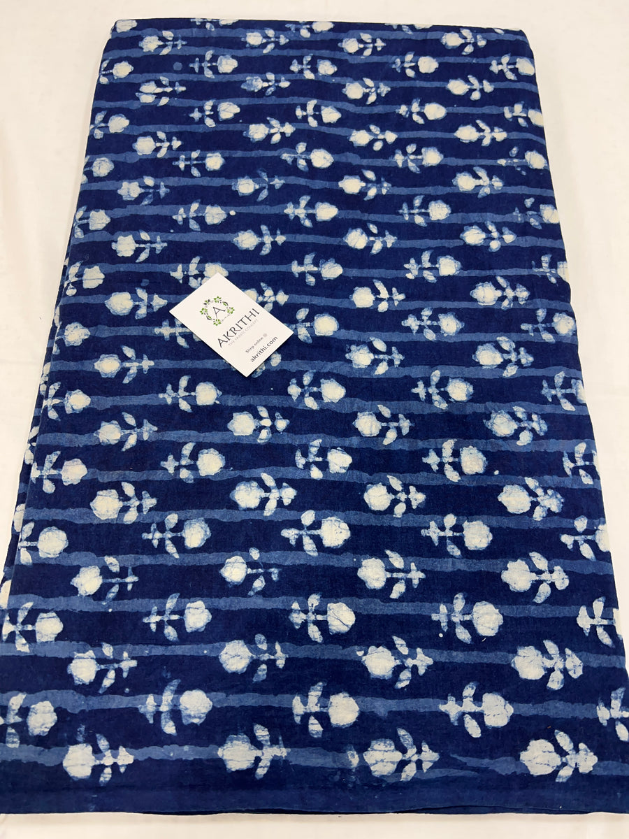 Indigo hand block pure cotton fabric