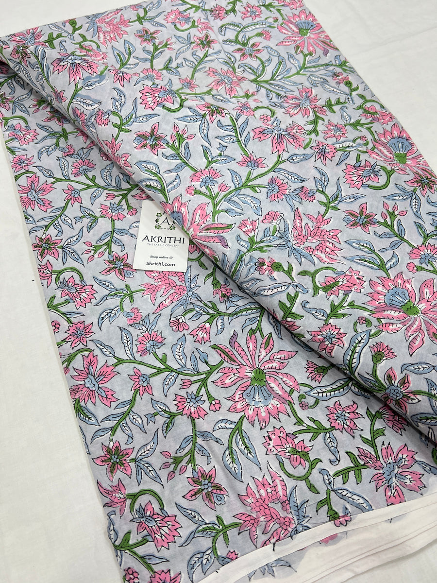 Hand block Printed pure cotton fabric