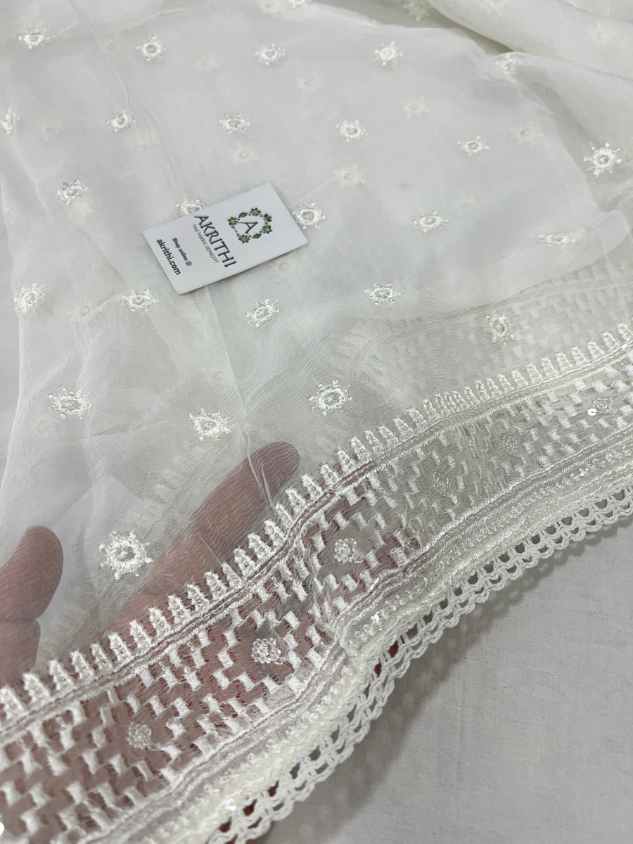 Dyeable Embroidered chiffon dupatta