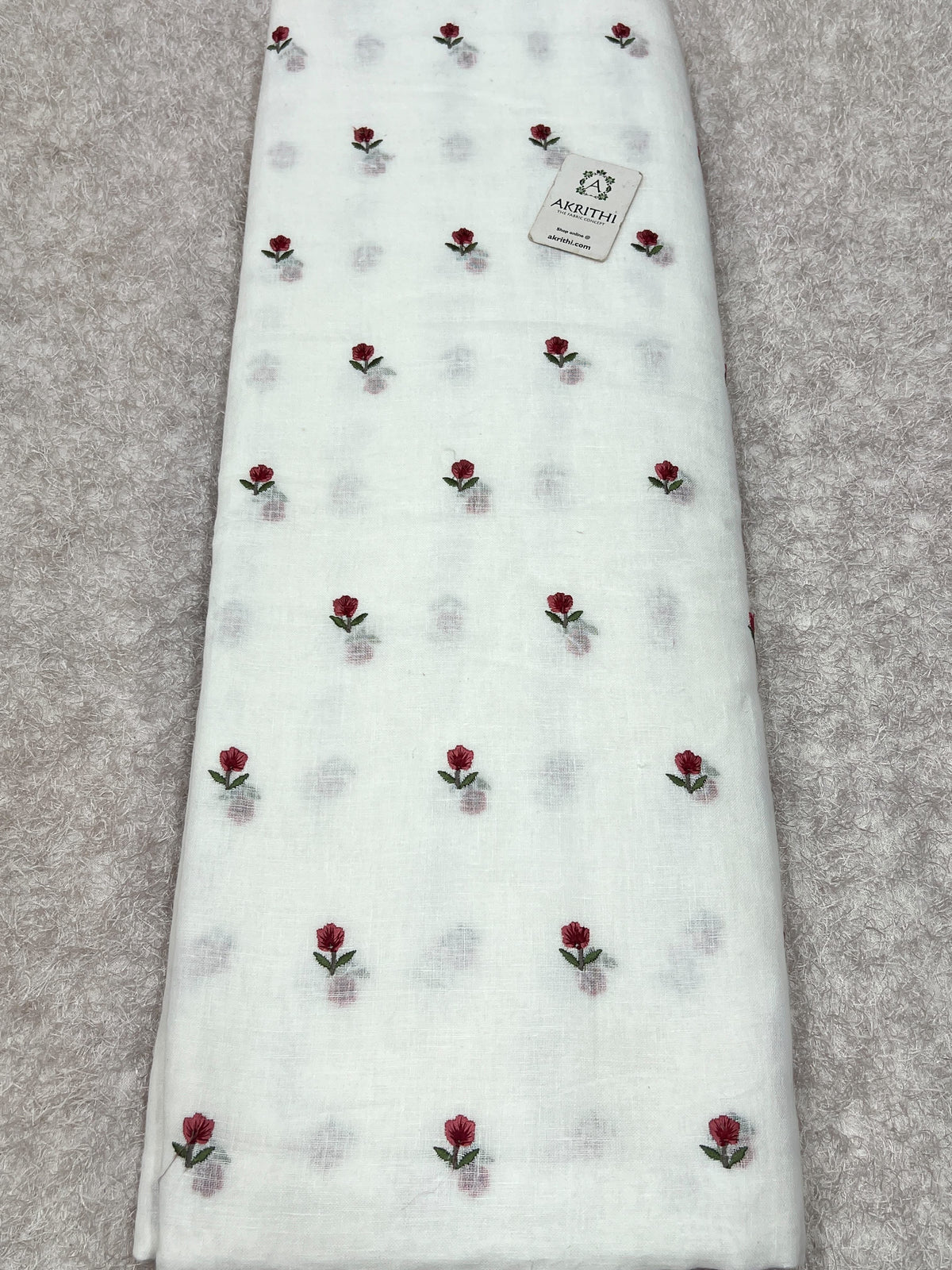 Embroidered pure linen fabric