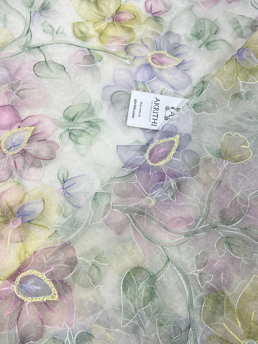 Embroidered organza fabric