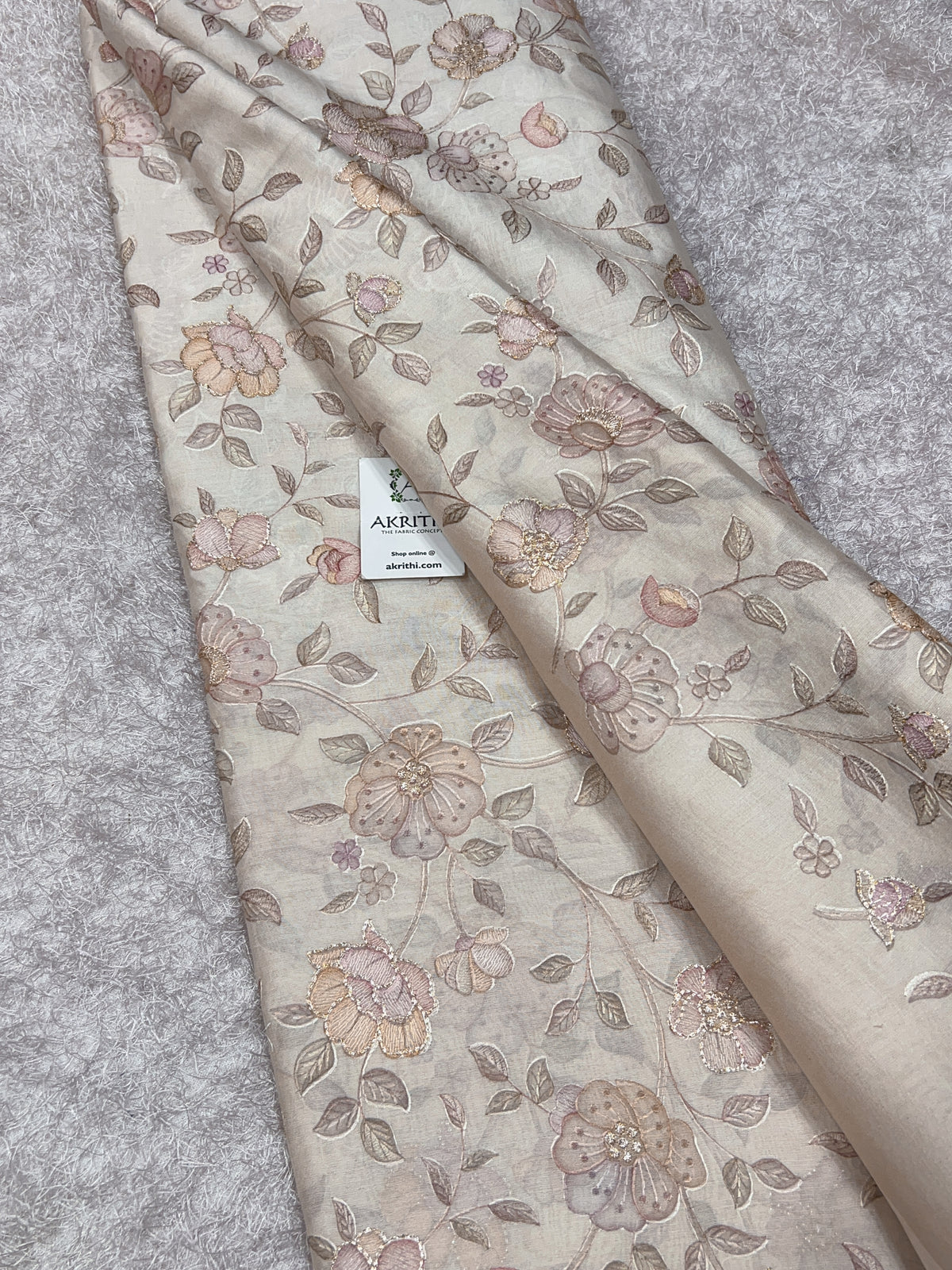Embroidered Pure Munga Silk Fabric