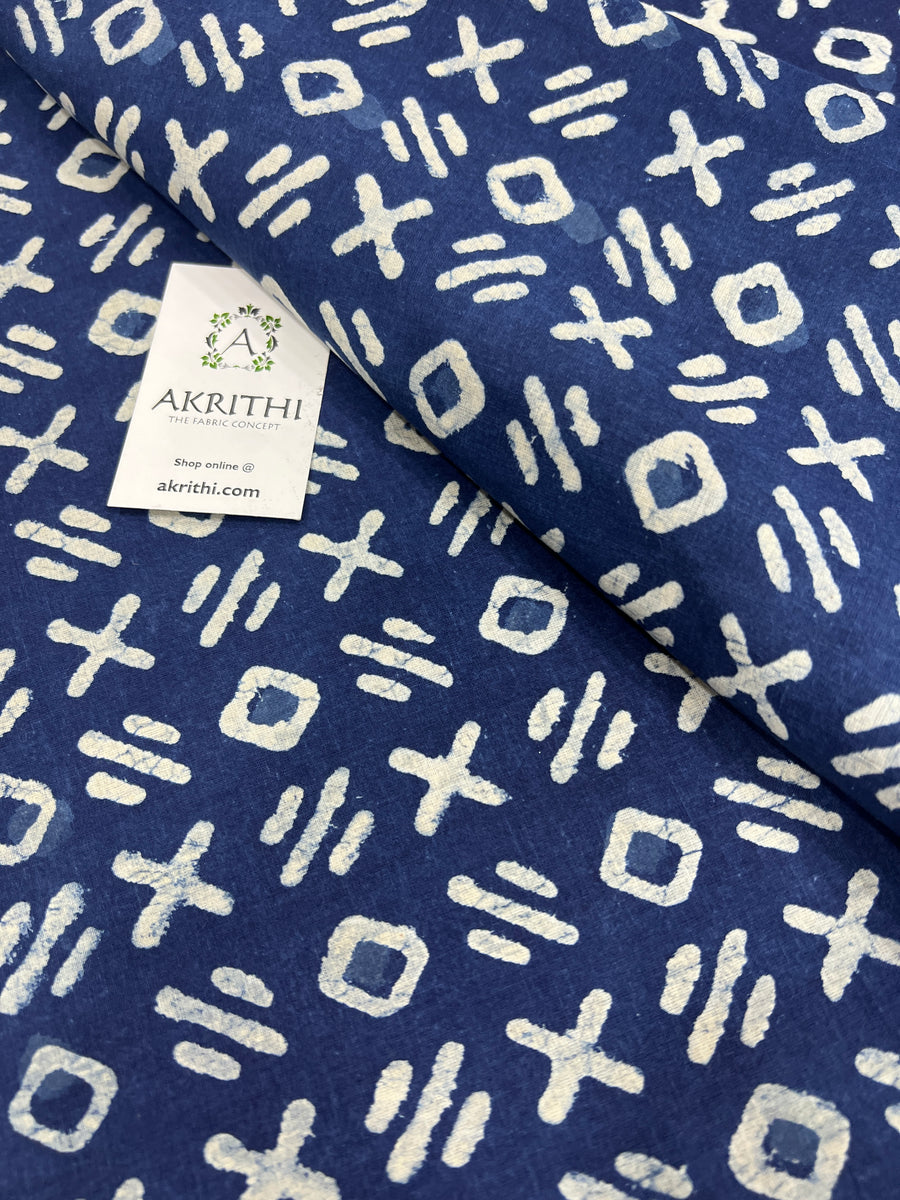 Indigo Printed pure cotton fabric