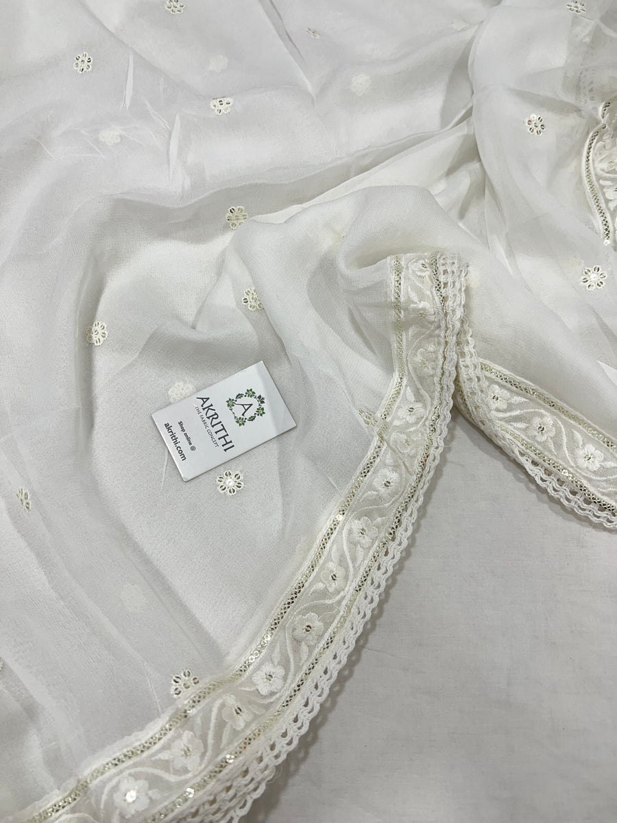 Dyeable Embroidered chiffon dupatta