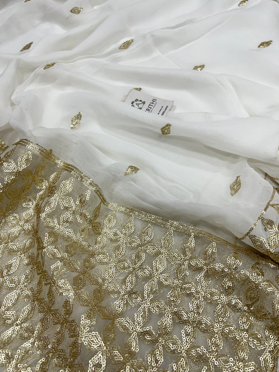 Dyeable Embroidered Georgette dupatta