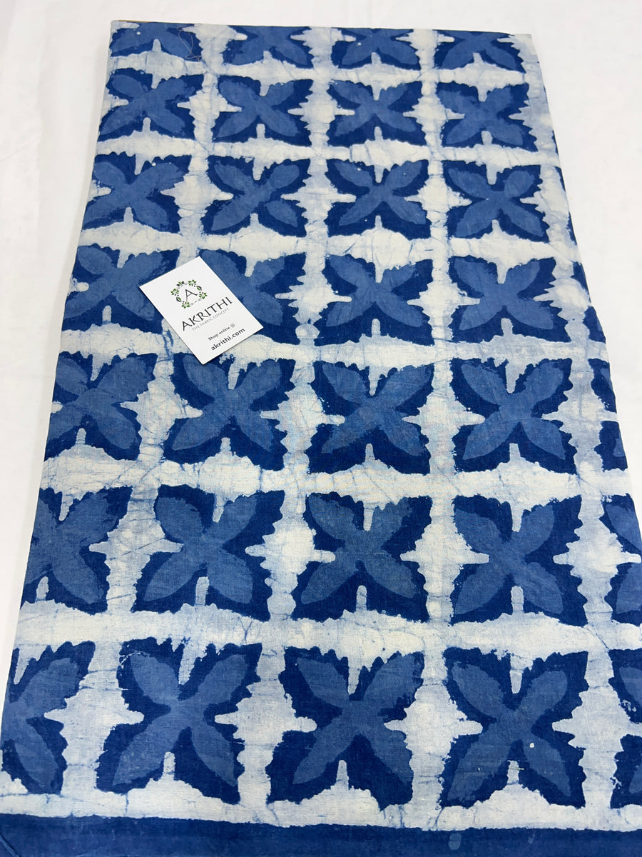 Indigo hand block pure cotton fabric