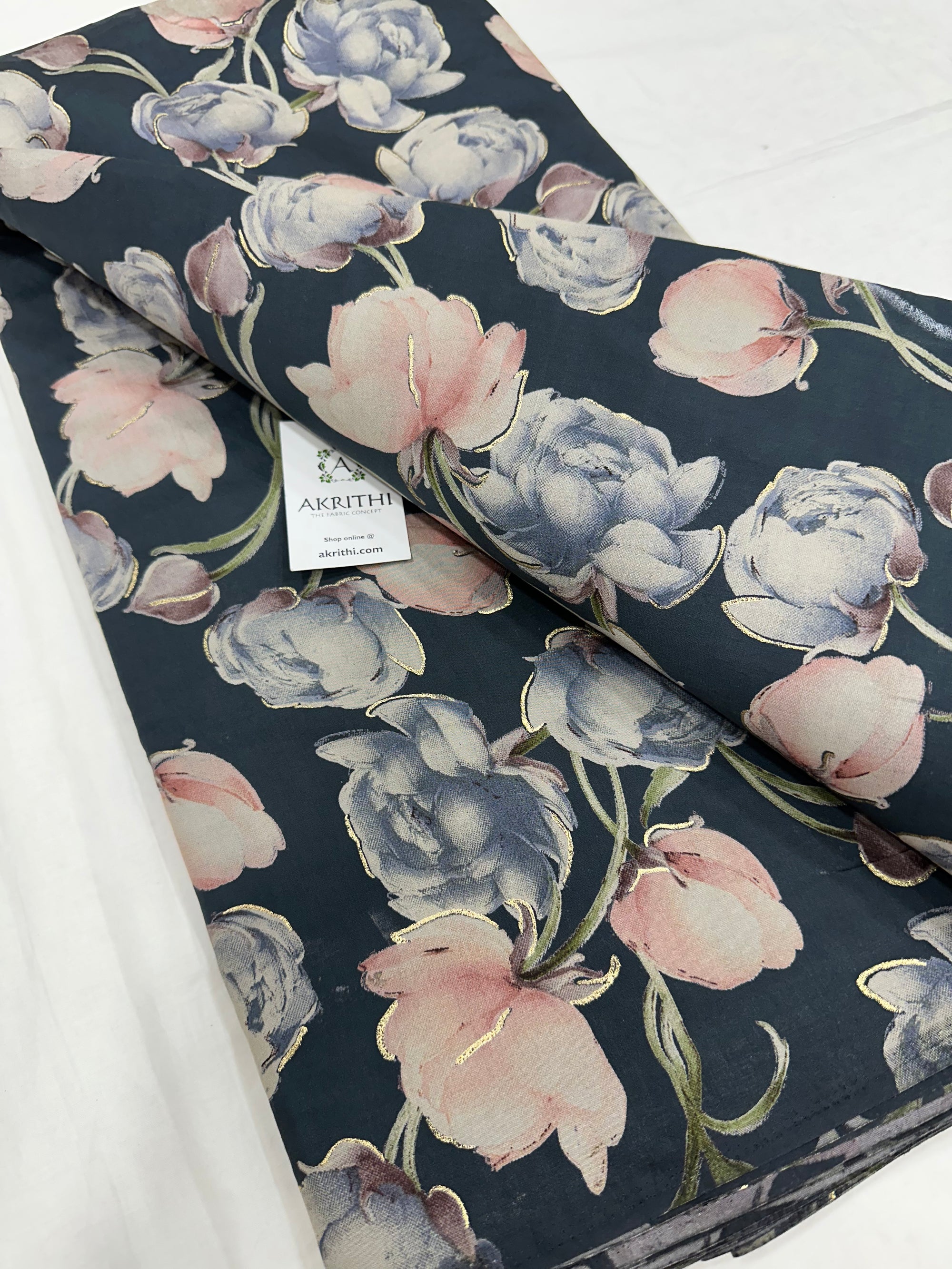 Printed silk fabric