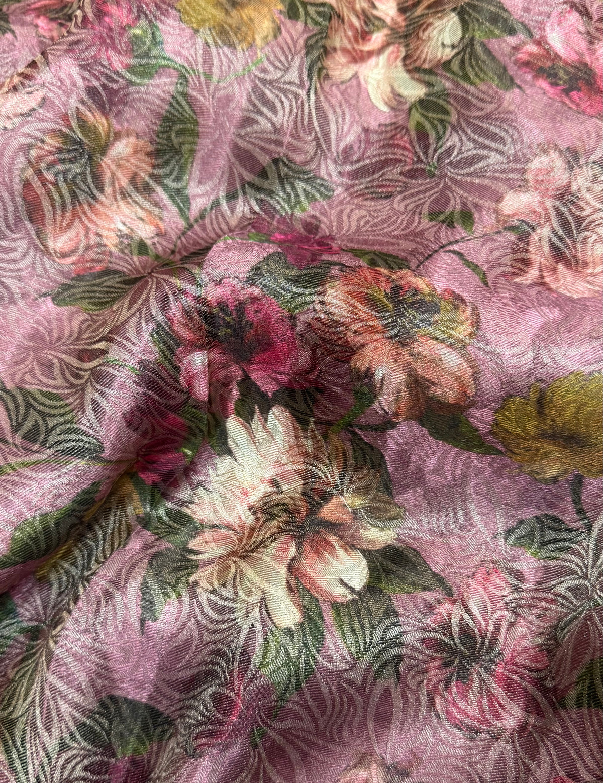 Printed pure tissue viscose muslin jacquard fabric