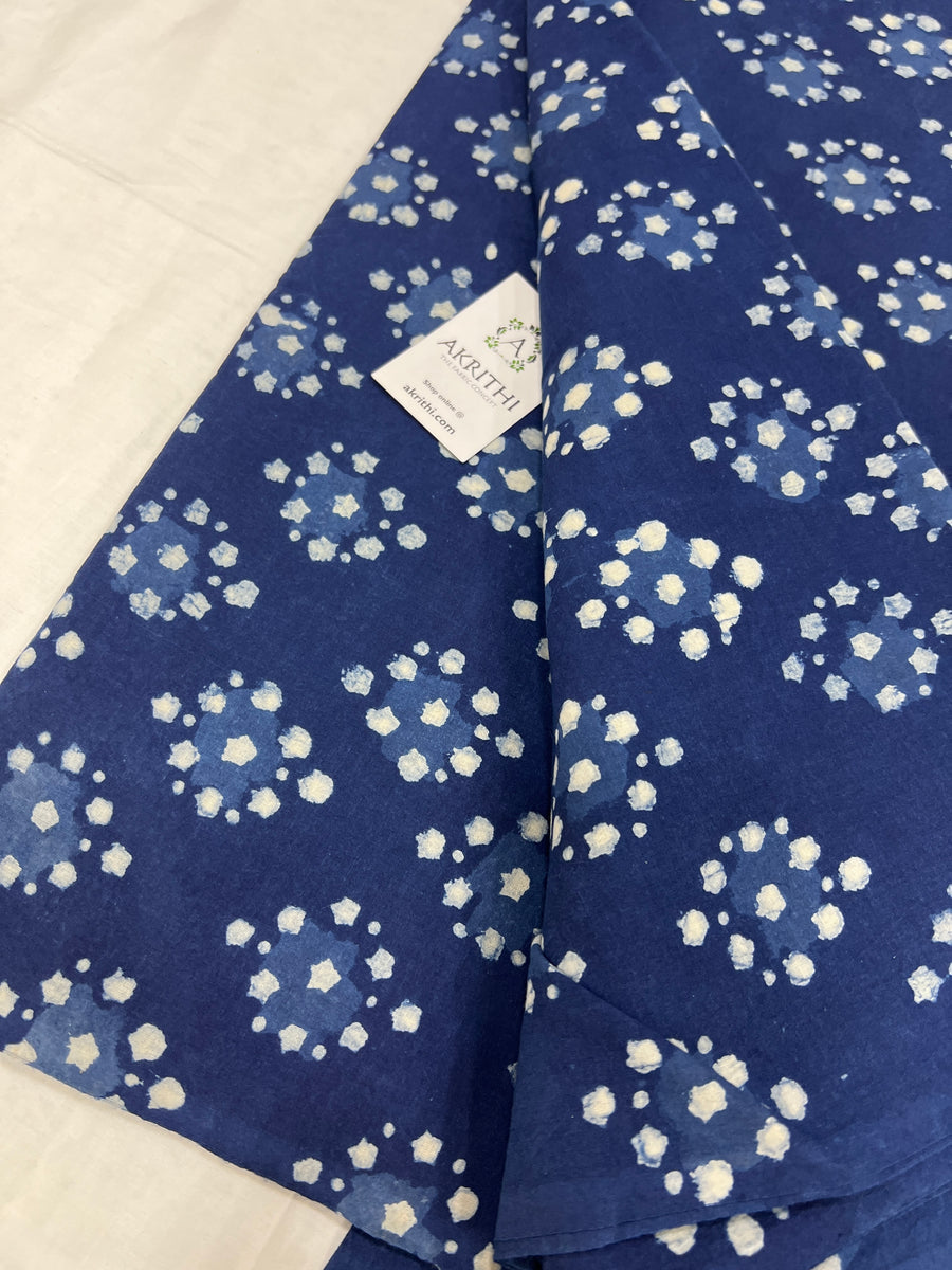 Indigo hand block pure cotton fabric