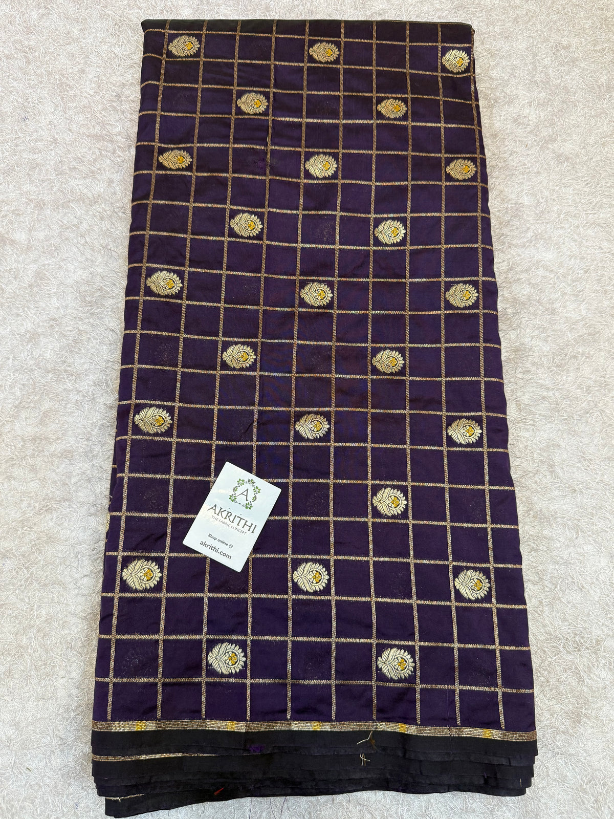 Pure Banarasi brocade checks meena Butti fabric