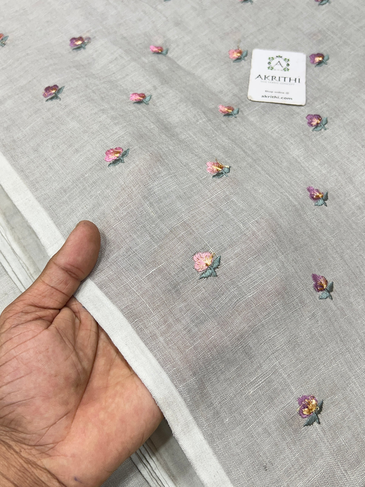 Embroidered pure linen fabric