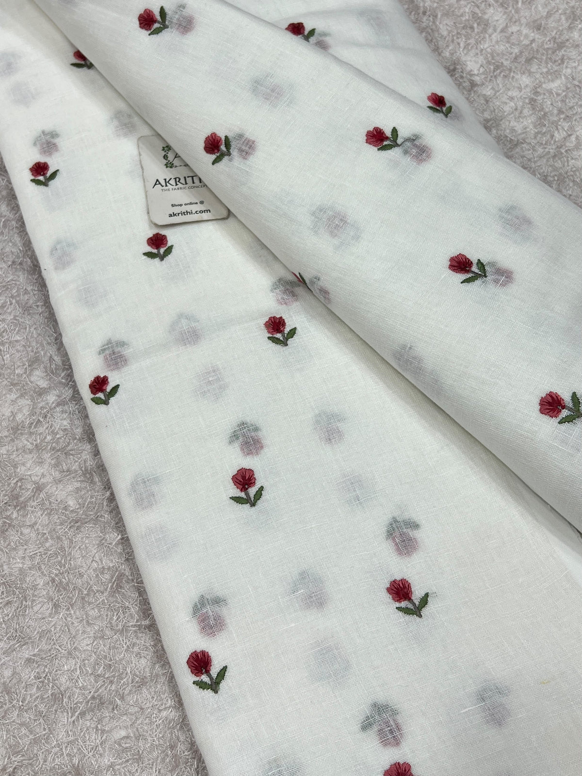 Embroidered pure linen fabric