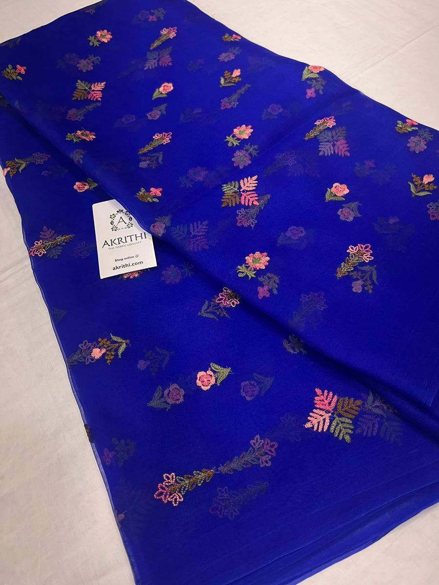 Pure organza silk saree with embroidery