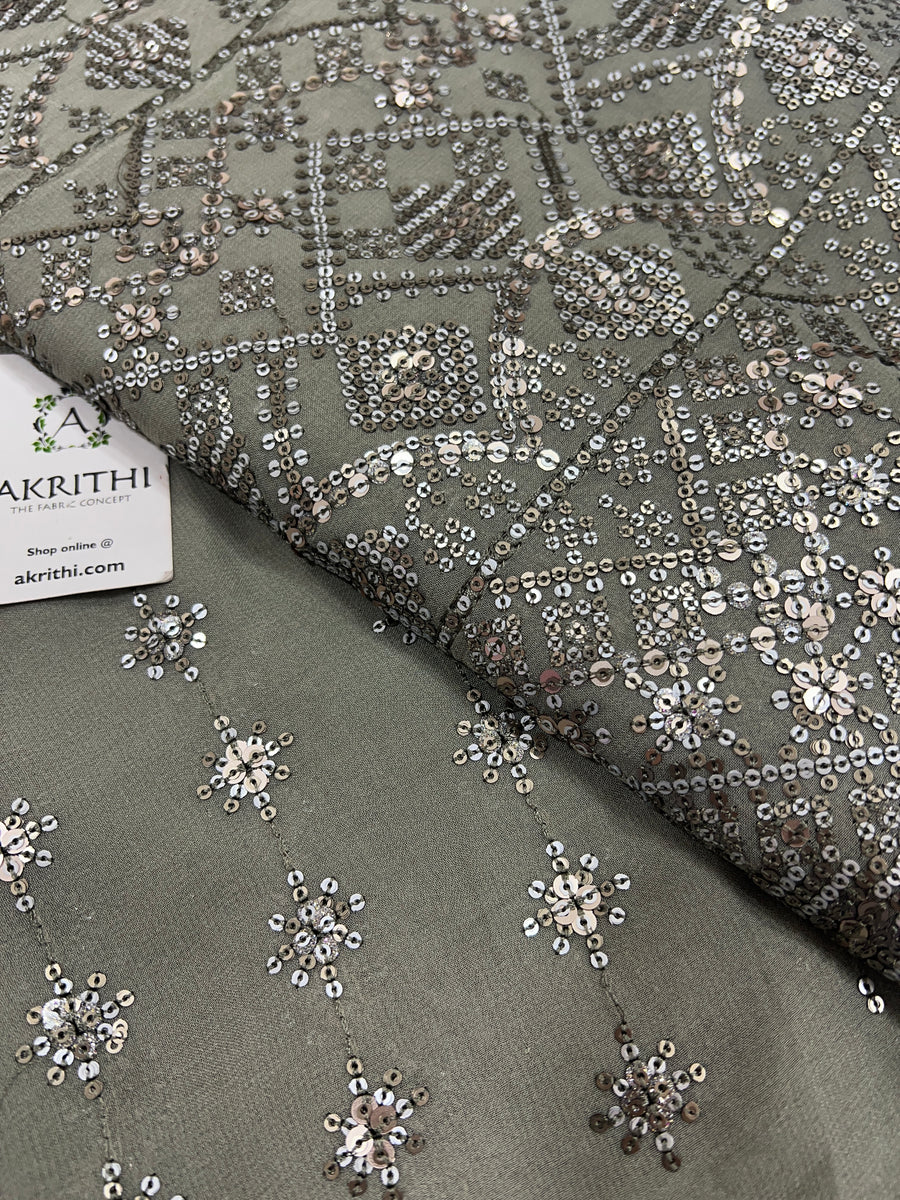 Embroidered pure Georgette fabric