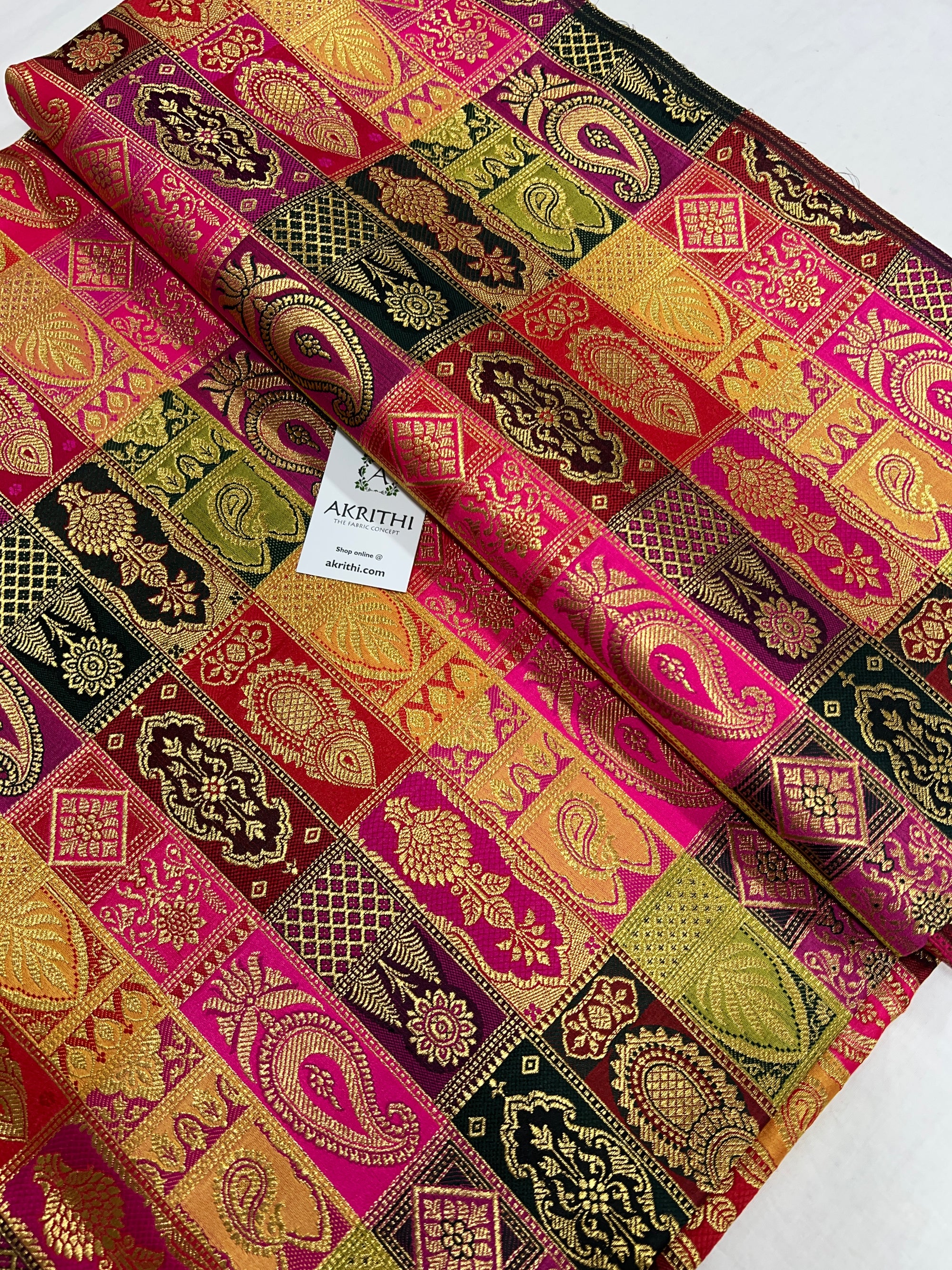 Pure Banarasi brocade fabric 70 cms cut