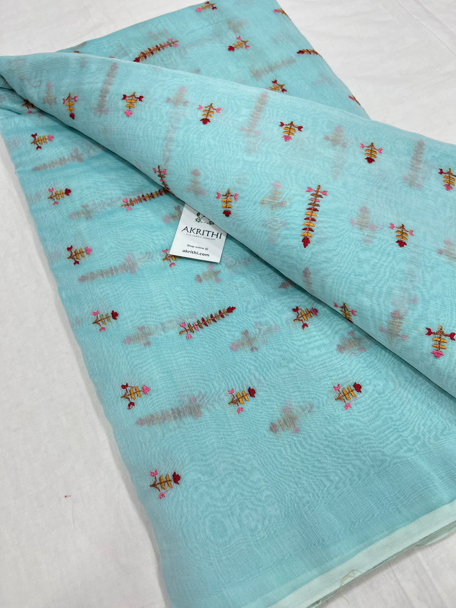 HANDLOOM MUL CHANDERI EMBROIDERED FABRIC