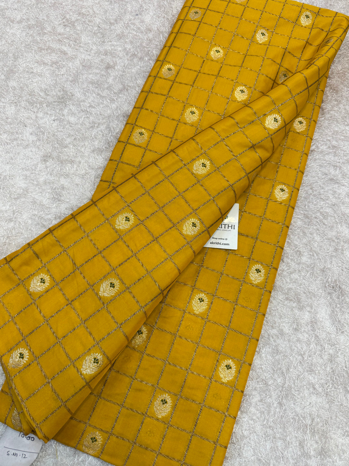 Pure Banarasi brocade checks meena Butti fabric