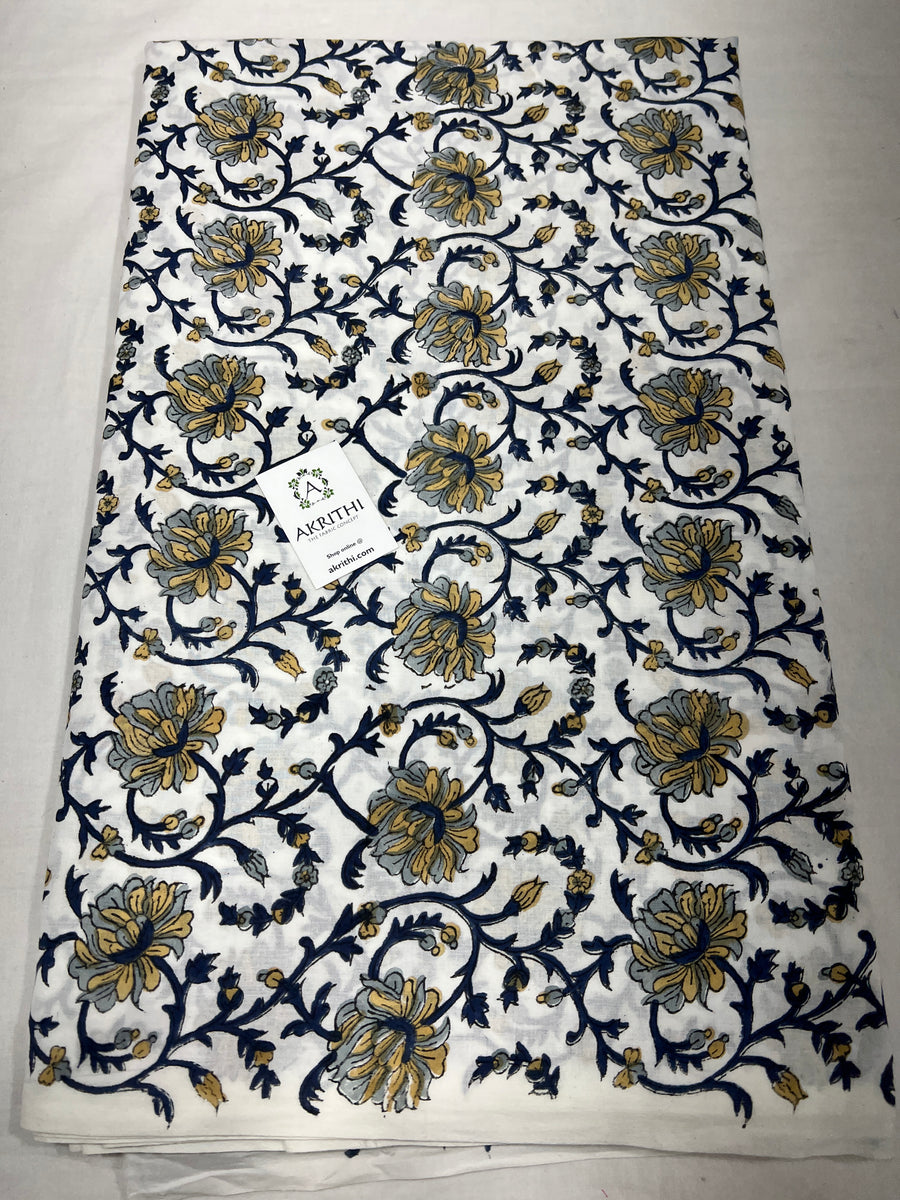 Hand block Printed pure cotton fabric