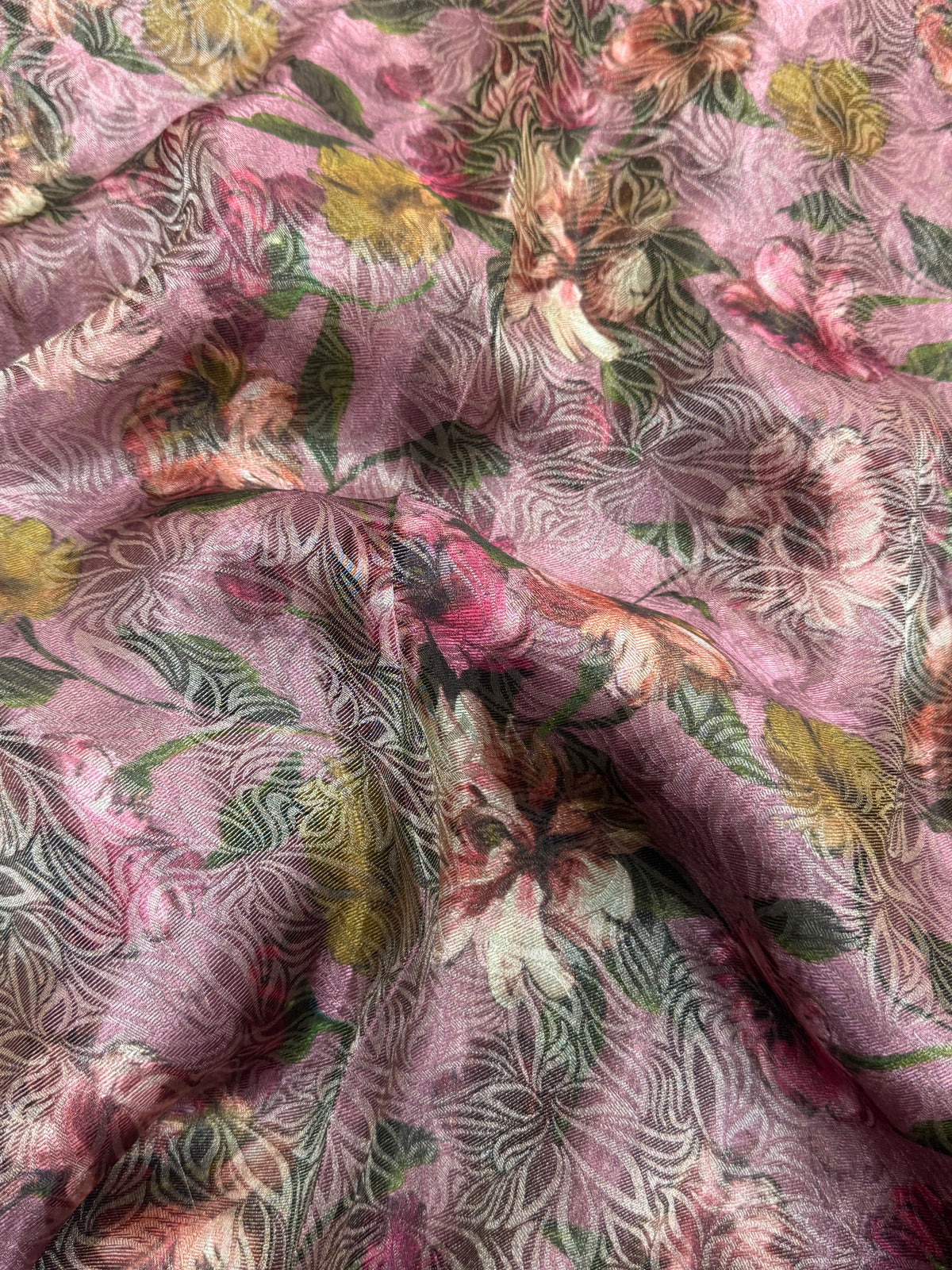 Printed pure tissue viscose muslin jacquard fabric