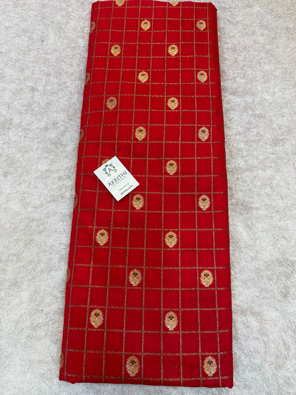 Pure Banarasi brocade checks meena Butti fabric