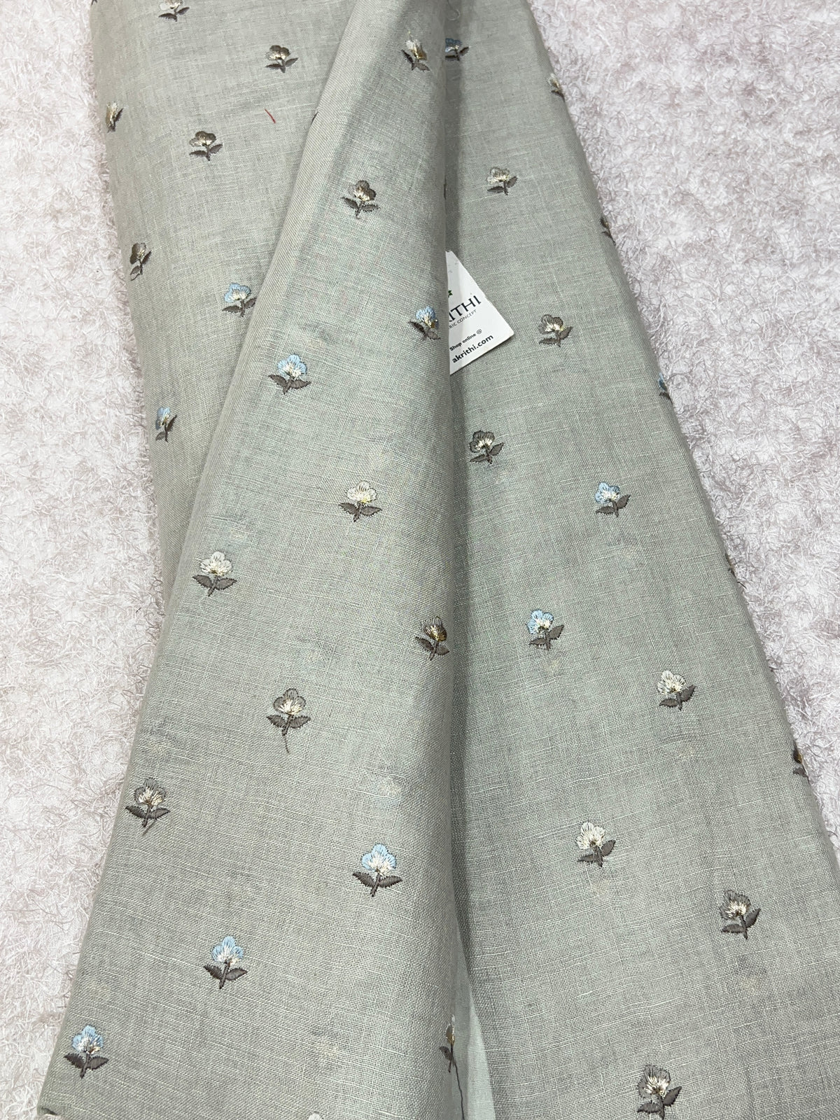 Embroidered pure linen fabric