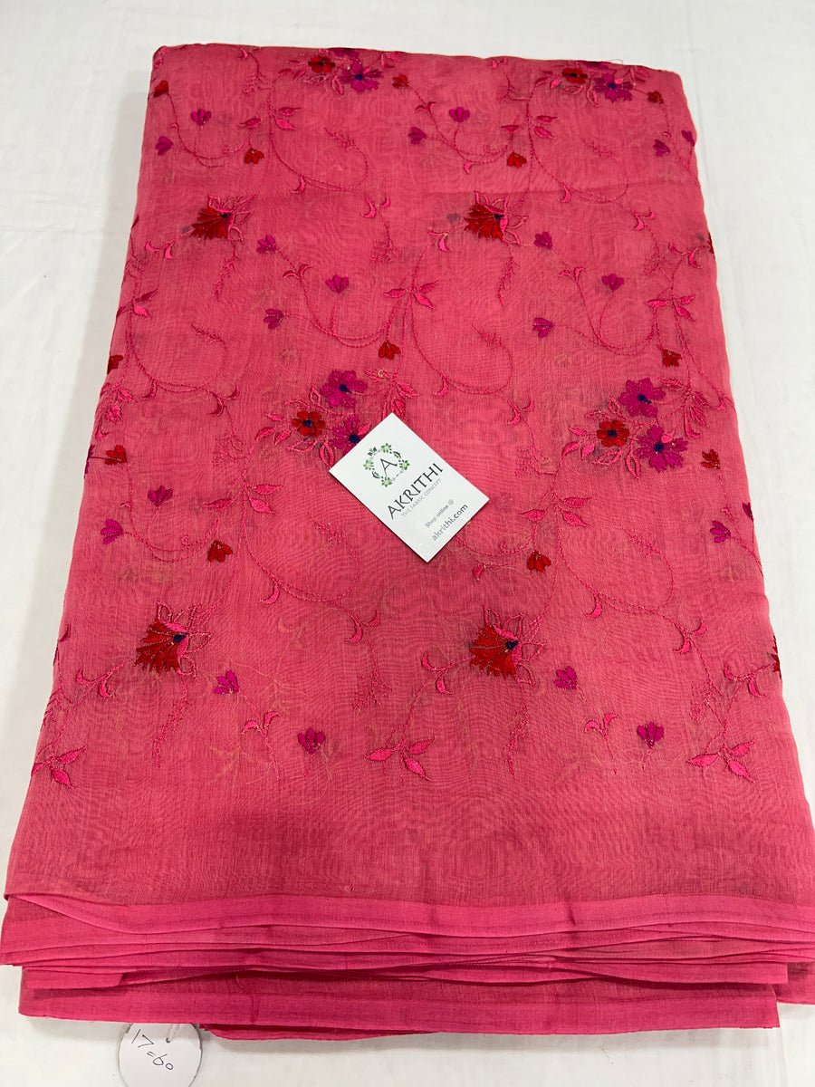 HANDLOOM MUL CHANDERI EMBROIDERED FABRIC