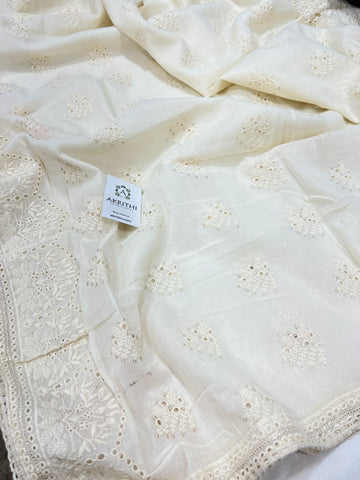 Dyeable Embroidered cotton dupatta