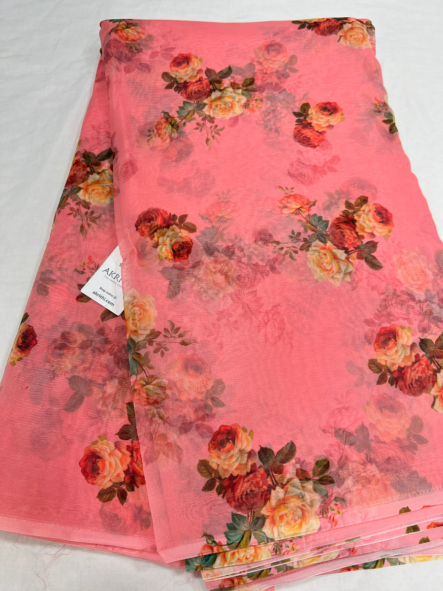 Digital floral Printed organza fabric