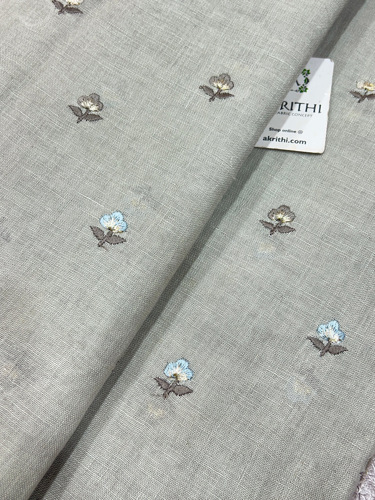 Embroidered pure linen fabric