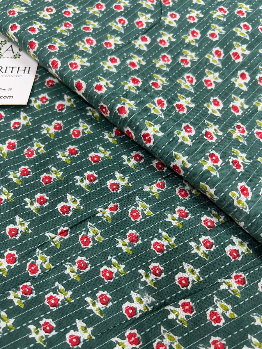 Printed Kantha pure cotton fabric