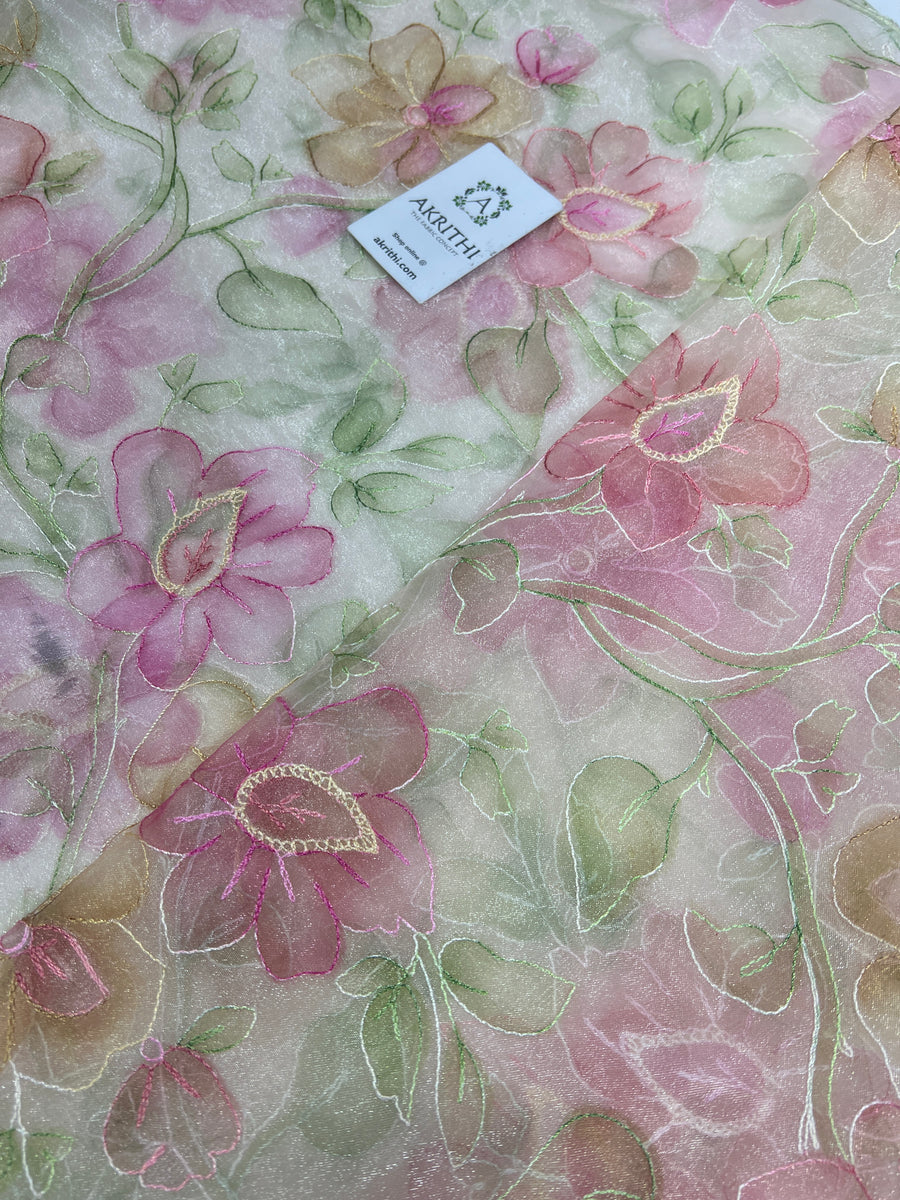 Embroidered organza fabric