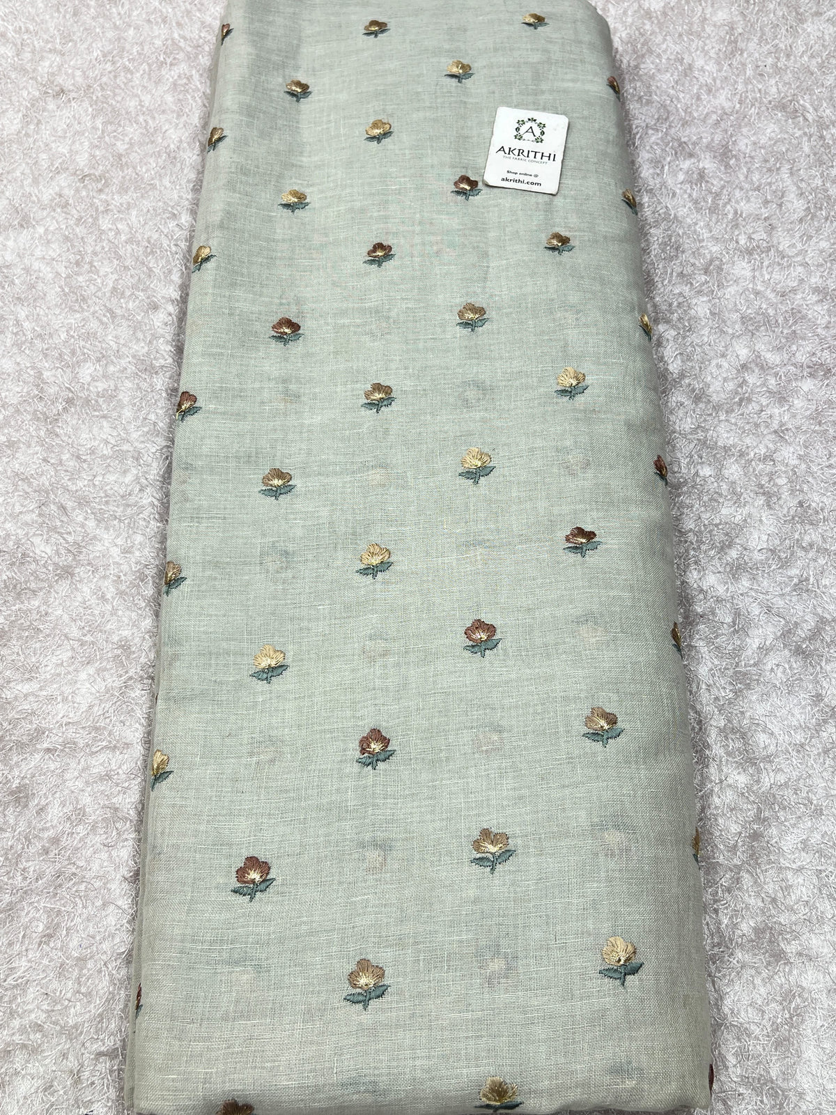 Embroidered pure linen fabric