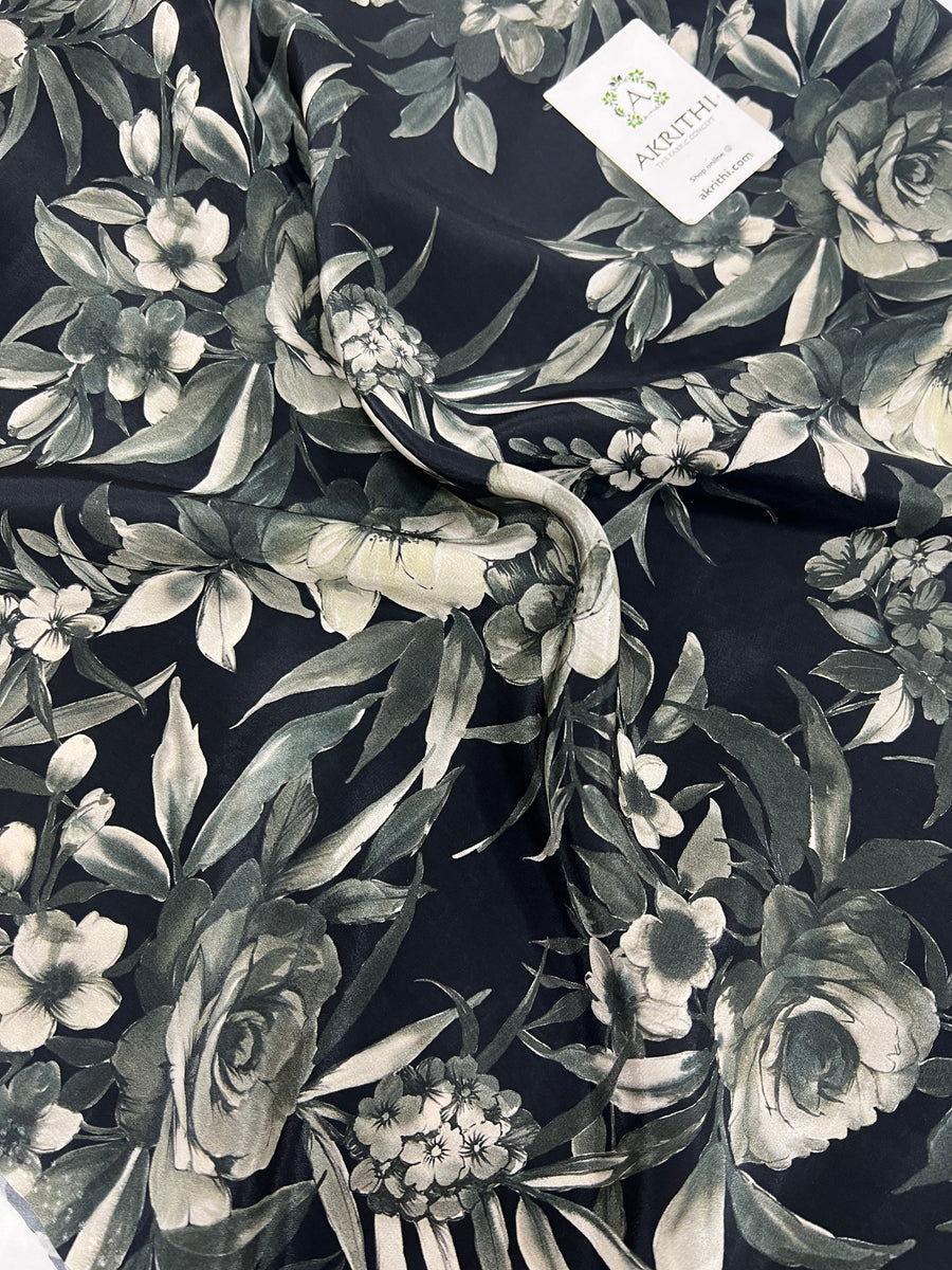 Digital floral printed pure crepe fabric