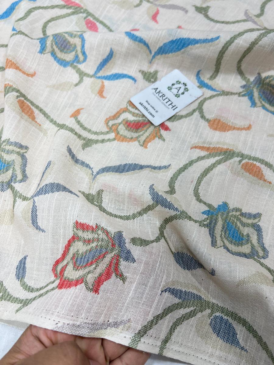 Digital Printed pure linen twill cotton fabric