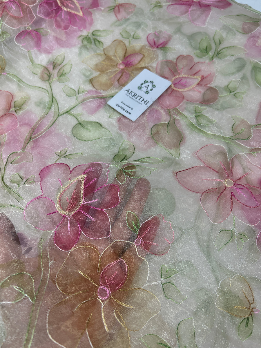 Embroidered organza fabric