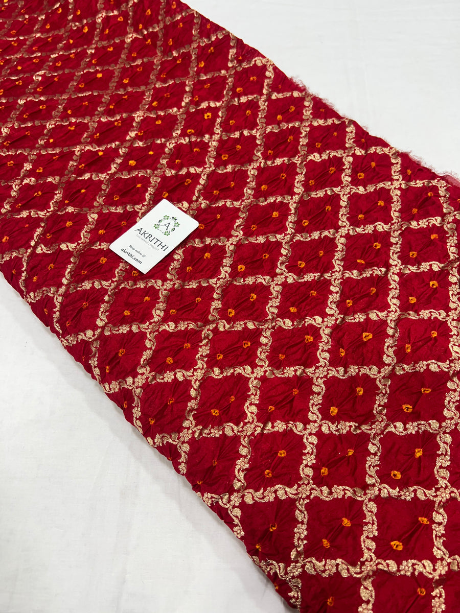 Pure silk Banarasi bandhej fabric