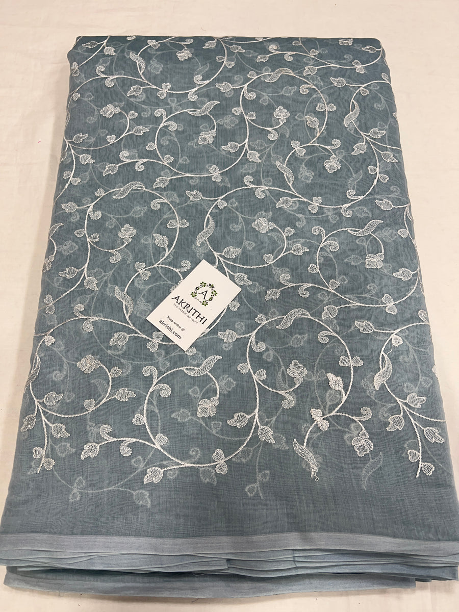 HANDLOOM MUL CHANDERI EMBROIDERED FABRIC