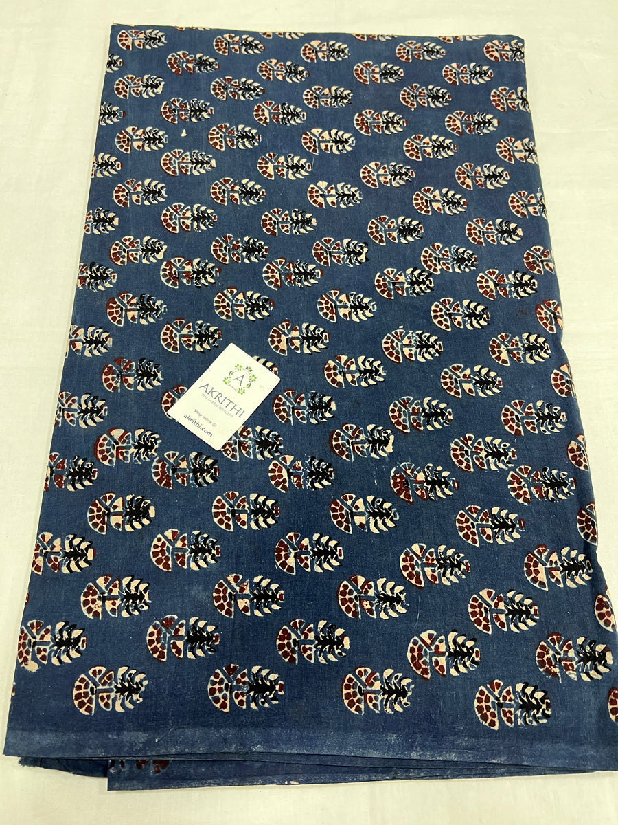 Ajrakh hand block printed pure cotton fabric 70 cms cut