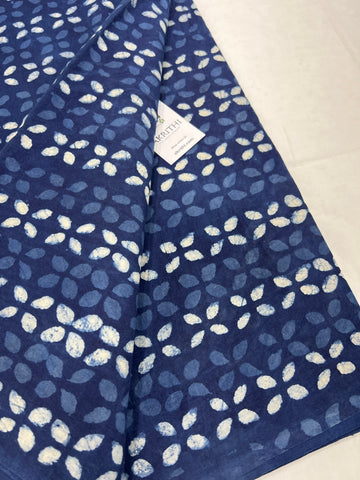 Indigo hand block pure cotton fabric