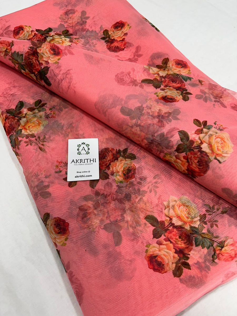 Digital floral Printed organza fabric