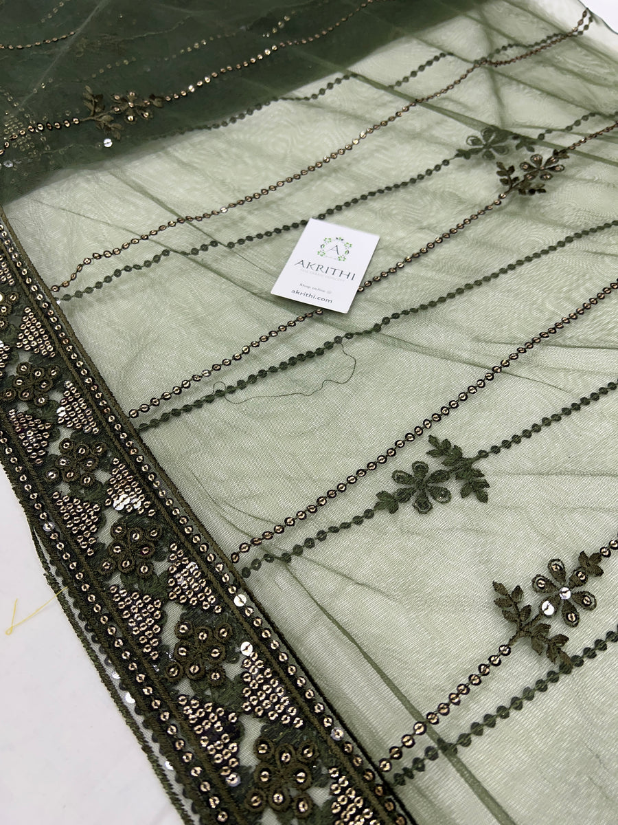 Embroidered net fabric