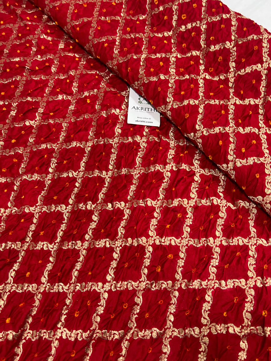 Pure silk Banarasi bandhej fabric