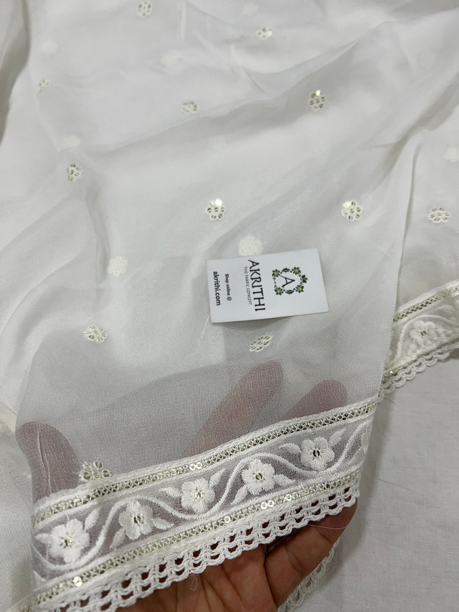 Dyeable Embroidered chiffon dupatta