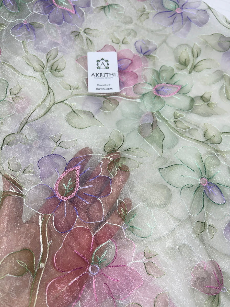 Embroidered organza fabric