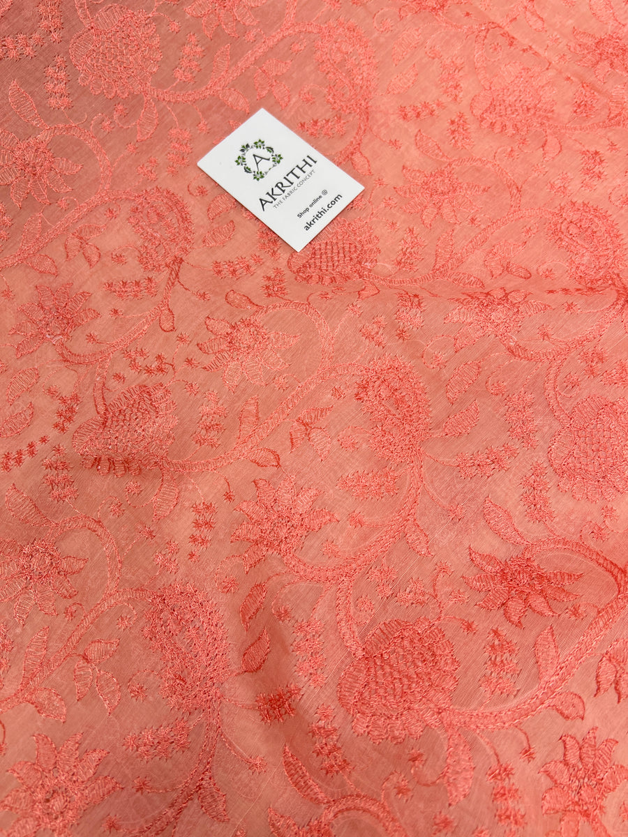 HANDLOOM MUL CHANDERI EMBROIDERED FABRIC