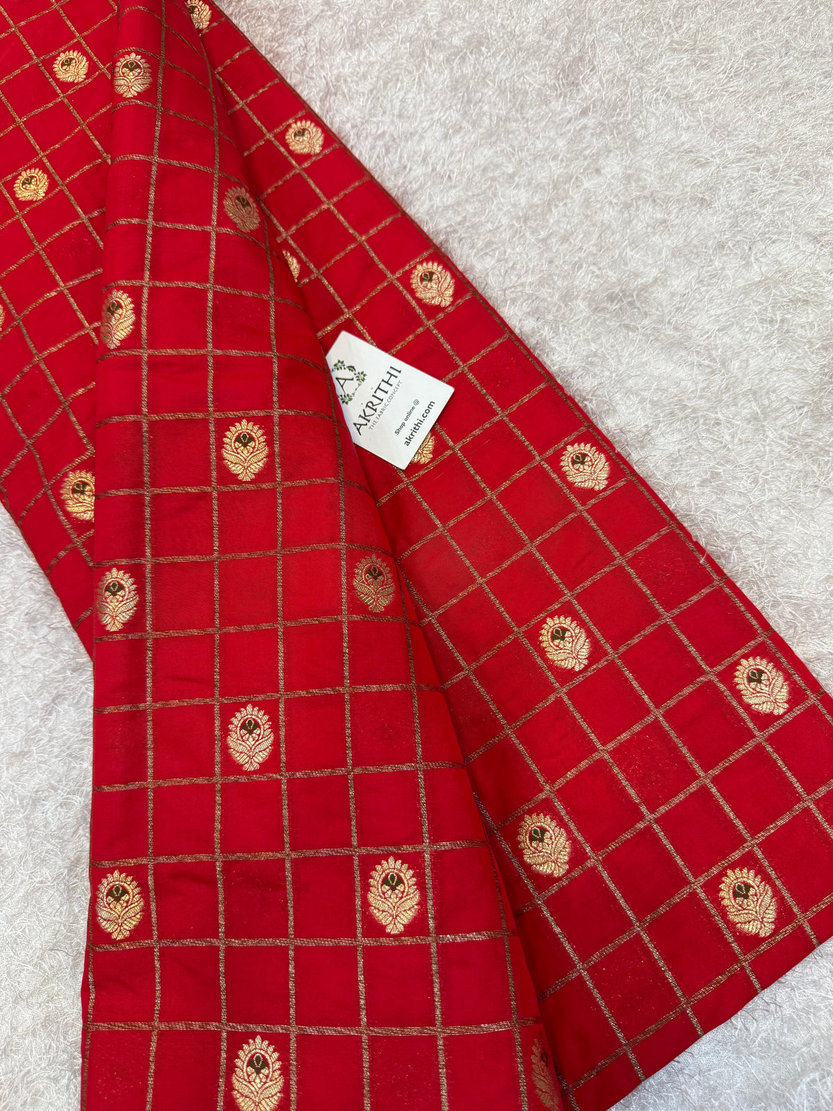 Pure Banarasi brocade checks meena Butti fabric